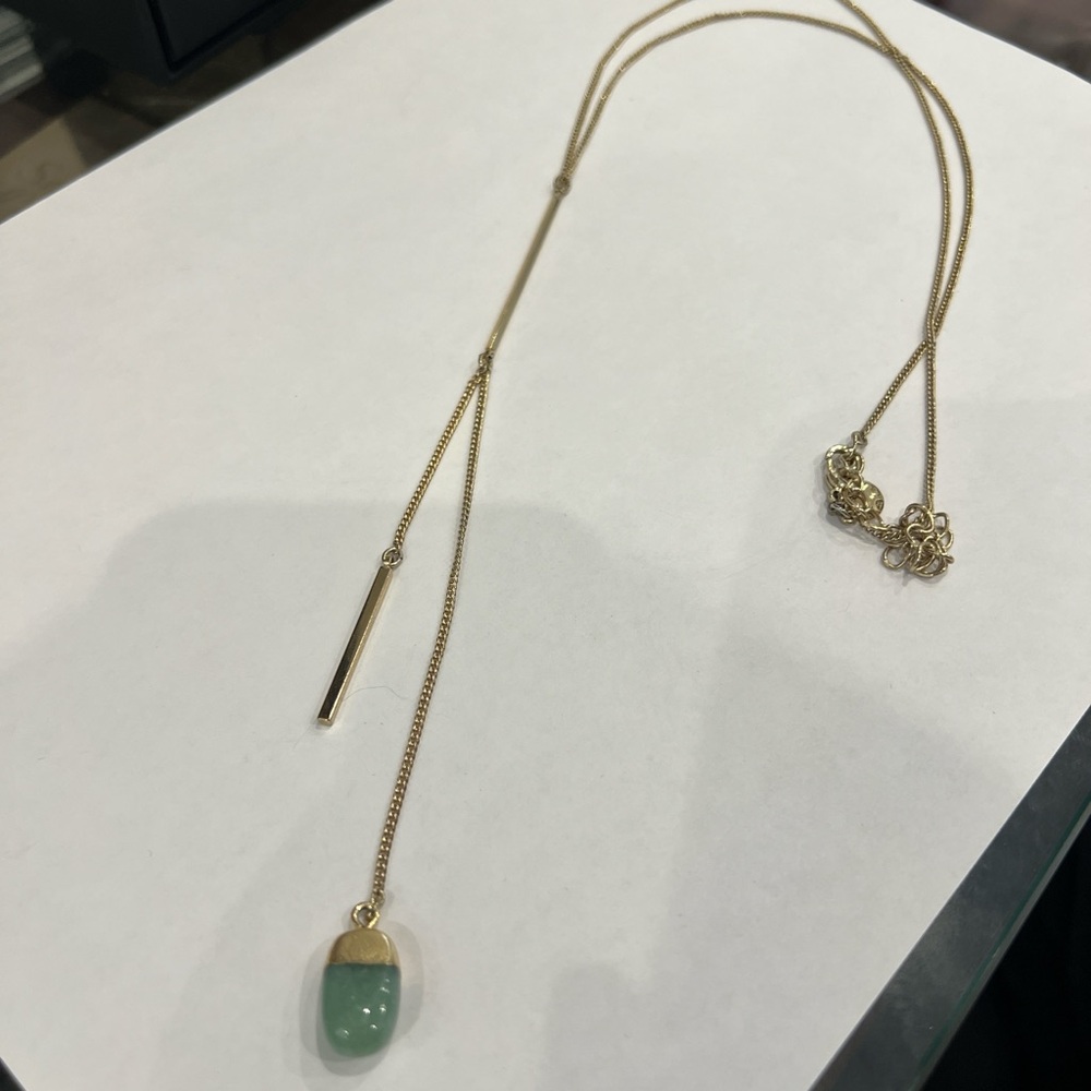 Long bohemian green and gold necklace